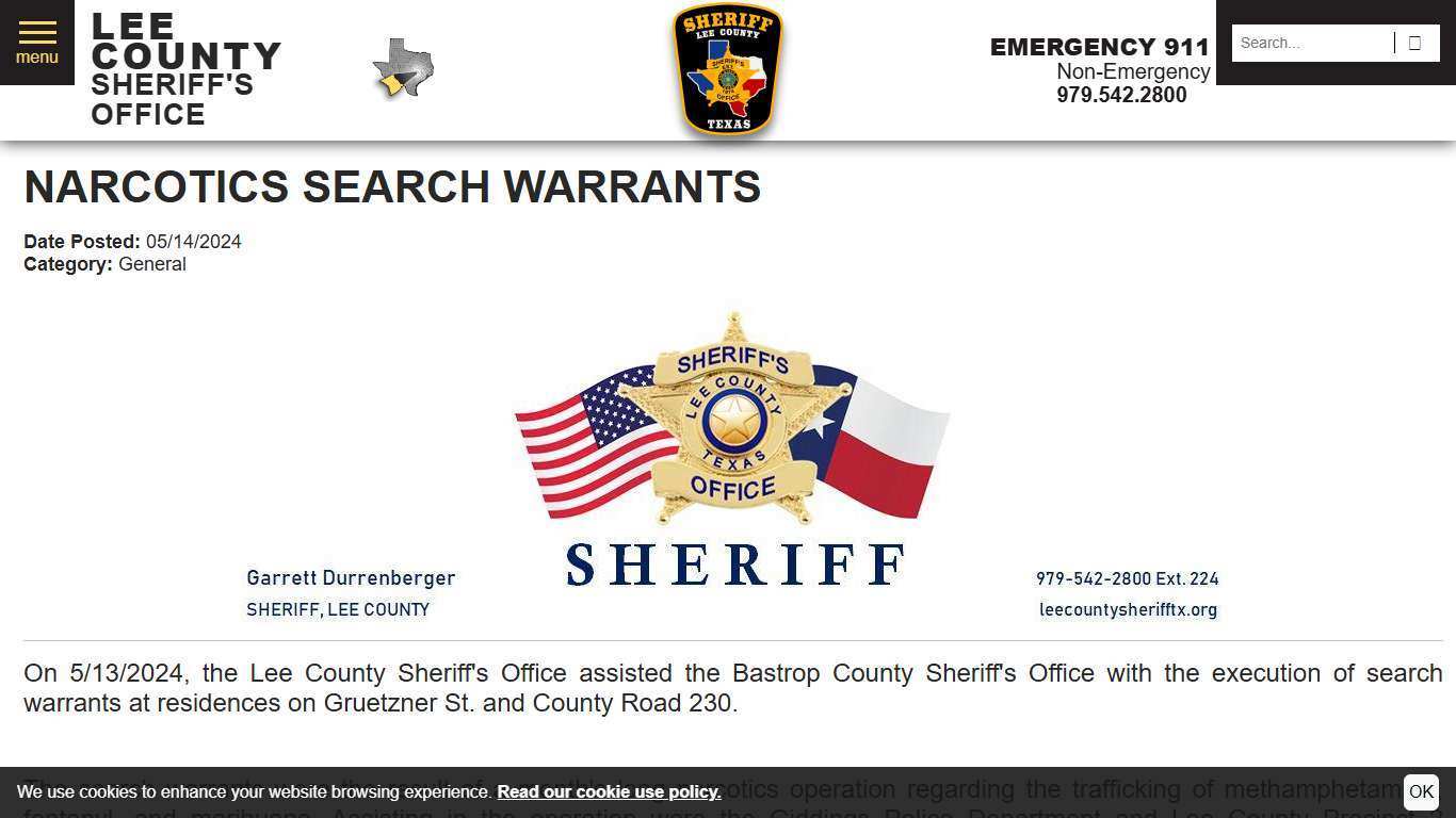 NARCOTICS SEARCH WARRANTS | Lee County Sheriff's Office